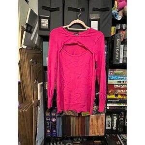 Torrid Size 0 Hot Pink Long Sleeve Cutout Blouse Top